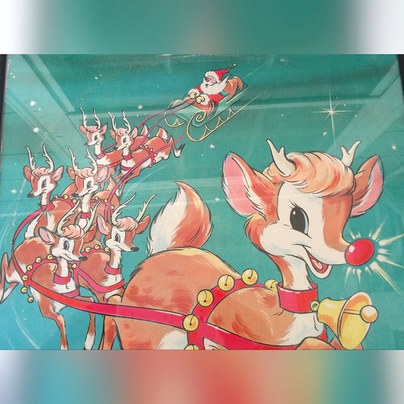 Rudolph the Red Nosed Reindeer Christmas Album + Cover Original Graphics Framed - Picture 6 of 7